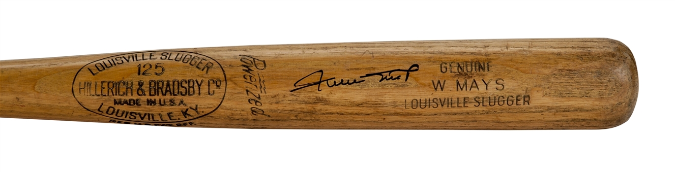 1959 Willie Mays Game Used and Signed H+B Bat (PSA/DNA GU 8.5)